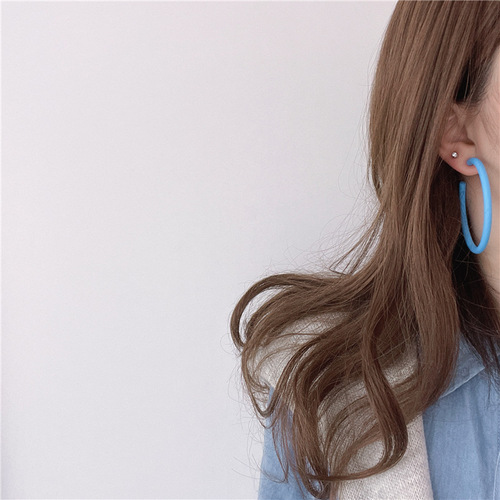 European and American style personalized street earrings women's hoop C-shaped earrings 925 silver needle fashionable exaggerated non-pierced ear clips