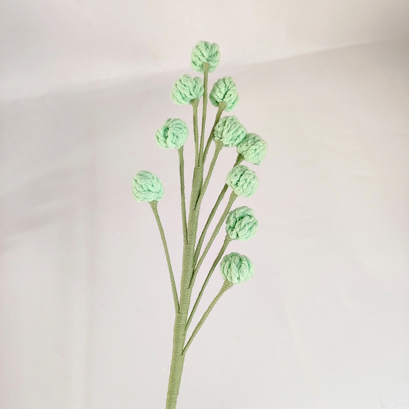 Ramo de flores eternas tejidas a mano multicolor acabado flor falsa Ramo de frutas pequeñas tejidas a todo fósforo de lana con hierba