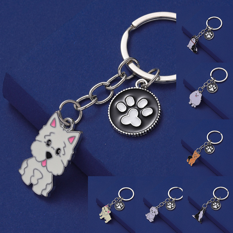 애완 동물 개 키 체인 금속 컬러 오일 개 키 펜던트 애완 동물 액세서리 창조적 인 작은 선물