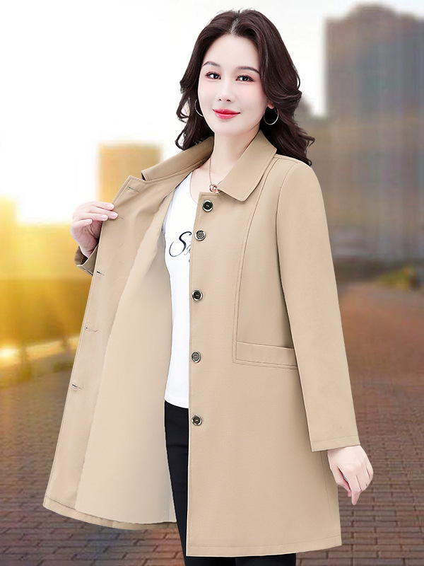 中长款风衣外套女秋季新款2025气质中年妈妈时尚外穿休闲夹克大衣|undefined