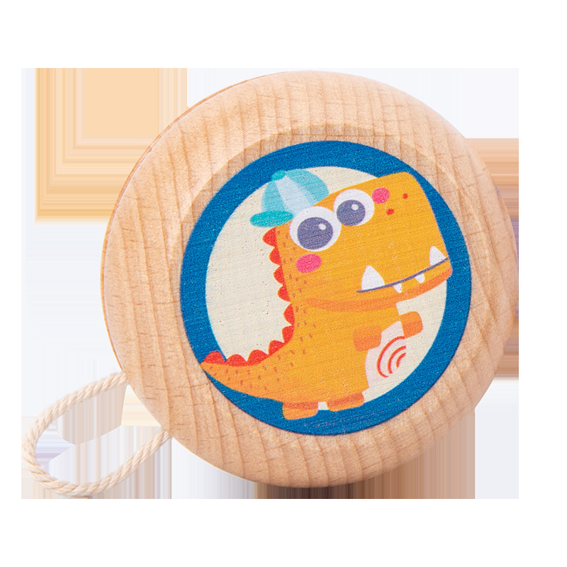 Rompecabezas de madera yo-yo animal de dibujos animados yo-yo niño niña cordón clásico juguete nostálgico