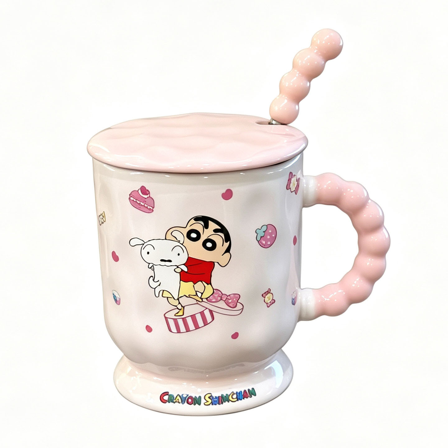 Tazas de agua de niñas lindas lápices pequeños nuevos tazas de cerámica con cubierta de cucharas tazas de café de oficina tazas de desayuno para niños