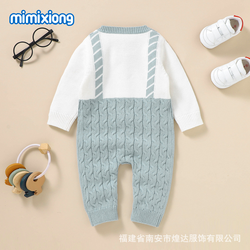 ins秋冬新款婴儿针织连体哈衣