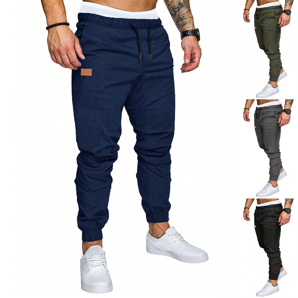 European size AliExpress cross-border new overalls men's autumn solid color casual sports loose straight pants foreign trade