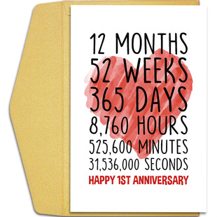 Amazon Cross-border Hot Selling Wedding Anniversary Card 365 Days Commemorative Greeting Card Golden Envelope Temu Hitch
