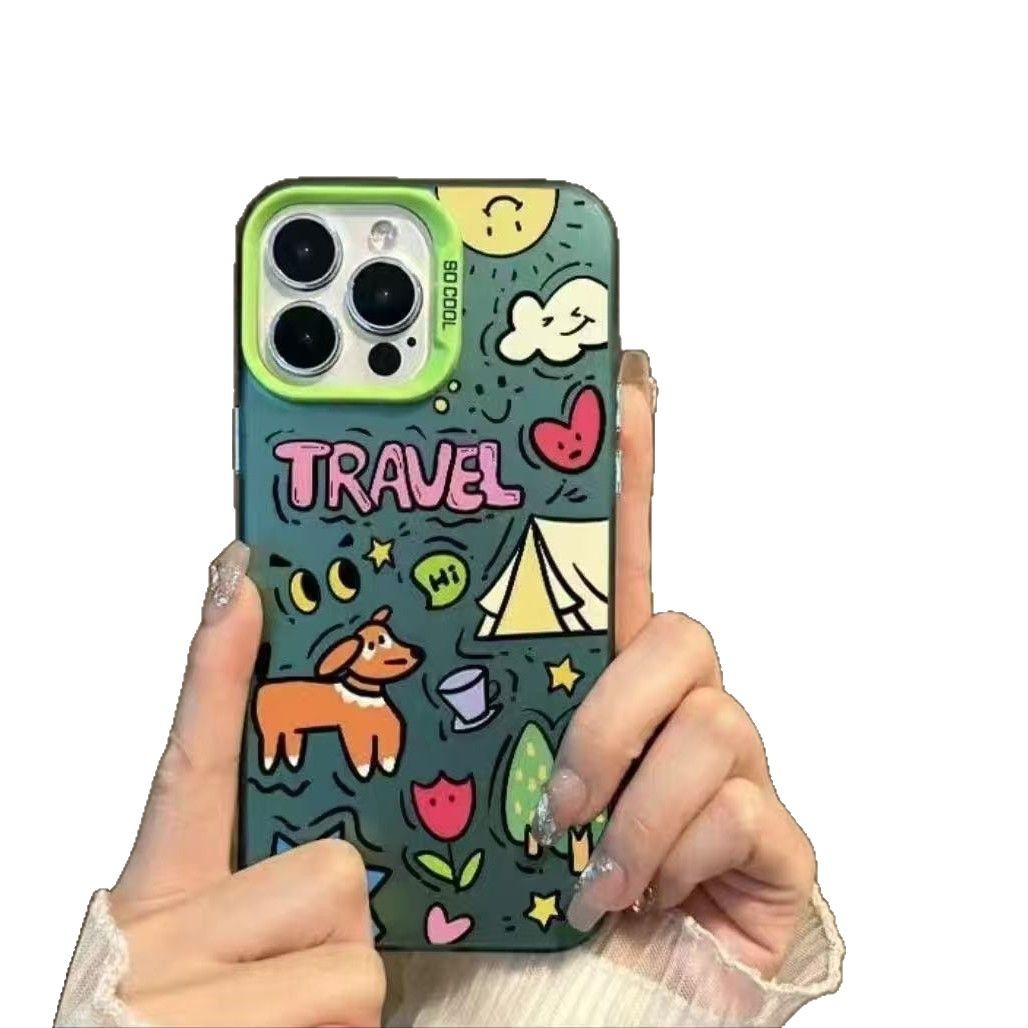 Funda para teléfono con diseño de cachorro de grafiti, compatible con Apple 17 Pro Max, funda vibrante, iPhone 16/15/14, texto 13, láser.