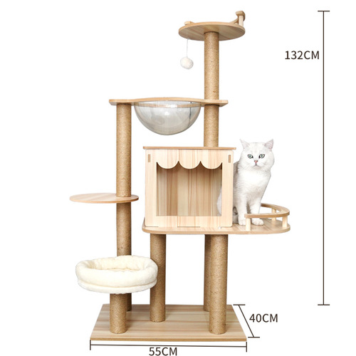 Wooden cat climbing frame, large cat space capsule, cat nest, cat tree, one-piece cat shelf, cat scratching board, cat scratching post, pet supplies