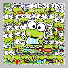 53-piece Kero Kero Big-Eye Frog Cartoon Animation Luggage, Laptop, Skateboard, Phone, and Car Decorative Stickers