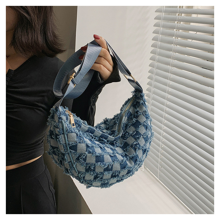 Denim Patchwork Shoulder Crossbody Bag For Women Stylish Canvas_voghion.com