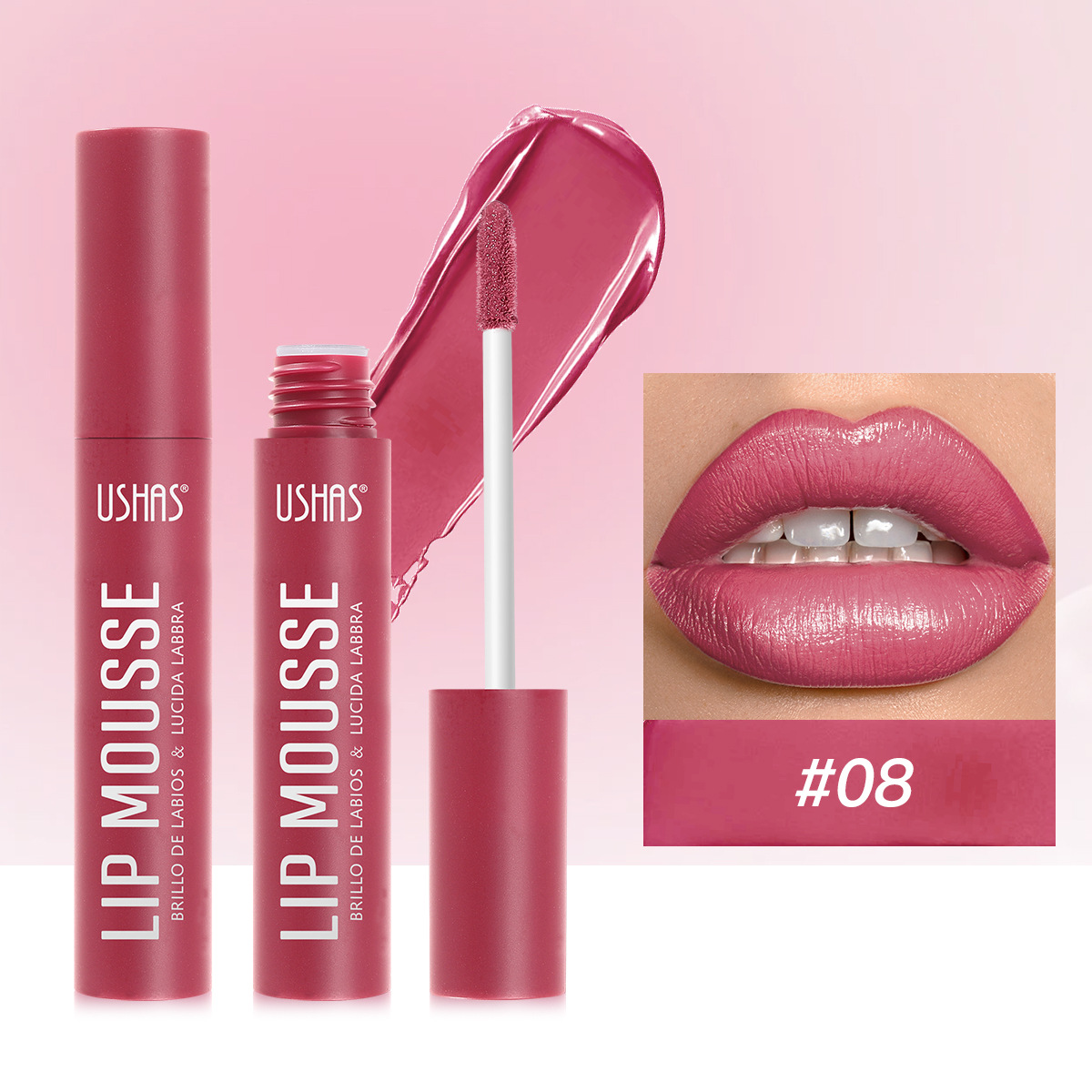 USHAS transfronterizo europeo y americano ahora mate de larga duración impermeable fino flash Amazon venta caliente esmalte de labios UC033A B
