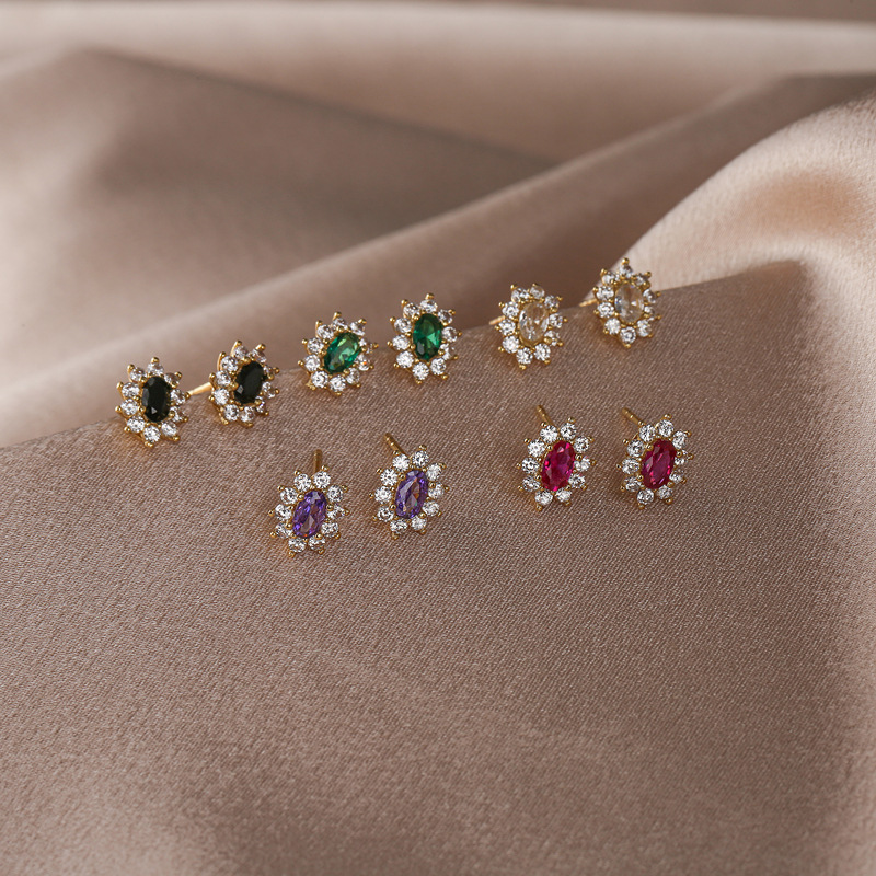 3g Weight Zircon Inlay Material Earrings, Necklace Classification Earrings + Necklace Quantity Daily Occasion Copper Material Geometric Pattern Women'S Gender Plating Design Sweet Style Sweet Geometric Copper Plating Zircon Women's Earrings Necklace 1 Pair 无