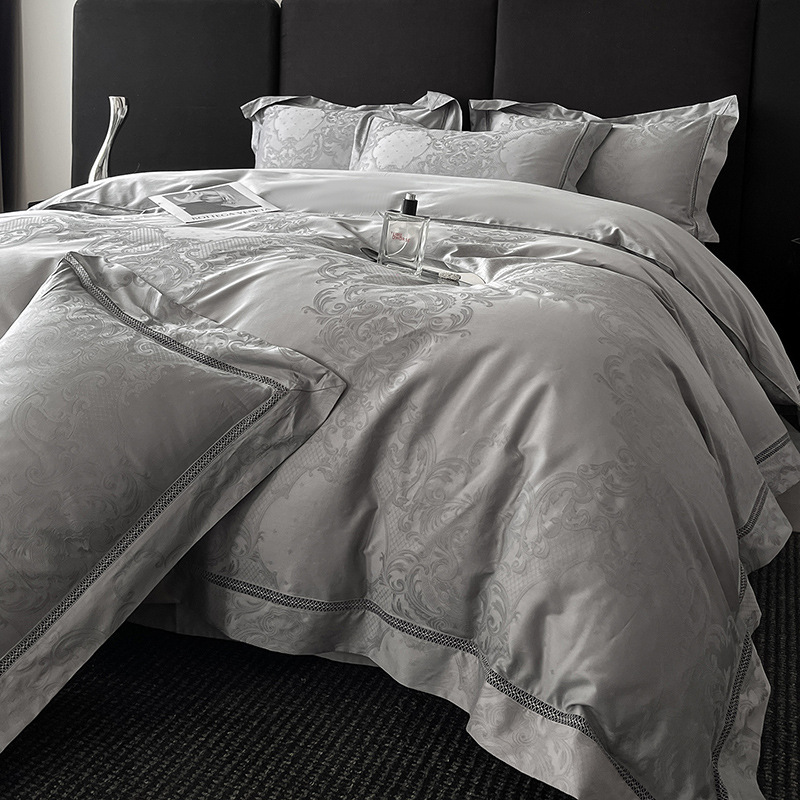 轻奢风60支亲肤棉澳棉四件套贡缎被罩套床单笠舍床上用品三件套4