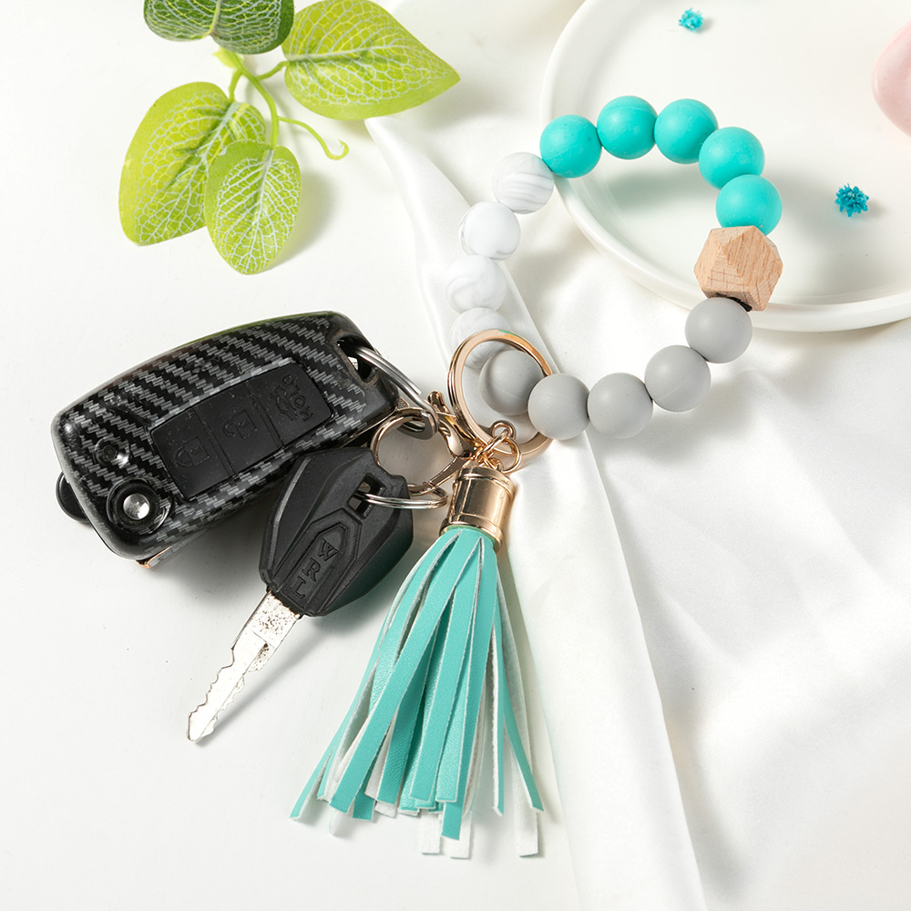 Simple Style Color Block Silica Gel Beaded Womenu0027S Keychain 1 Piece