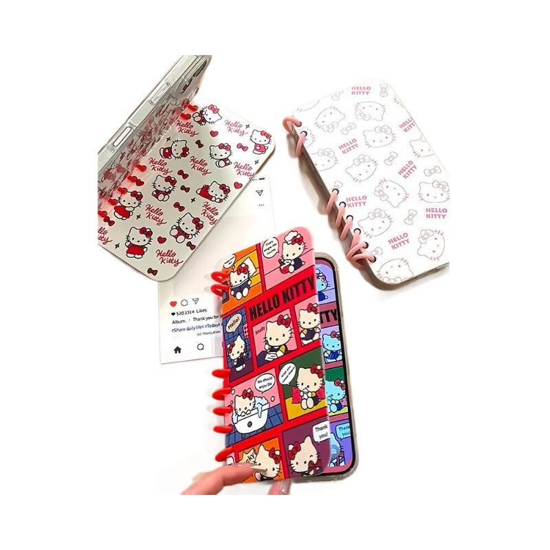 卡通涂鸦kt猫翻盖笔记本iPhone15promax苹果16手机壳14书本13可爱|undefined