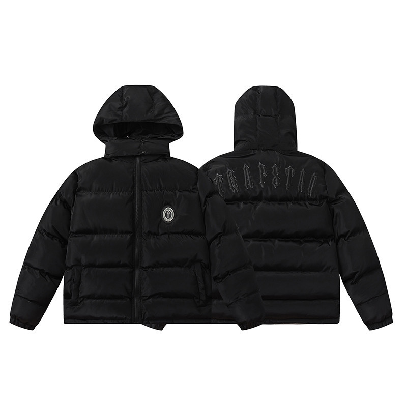 Foreign Trade Trapstar Classic Small Label Black Thickened Cotton-padded Jacket Hat Removable Jacket for Men Couple