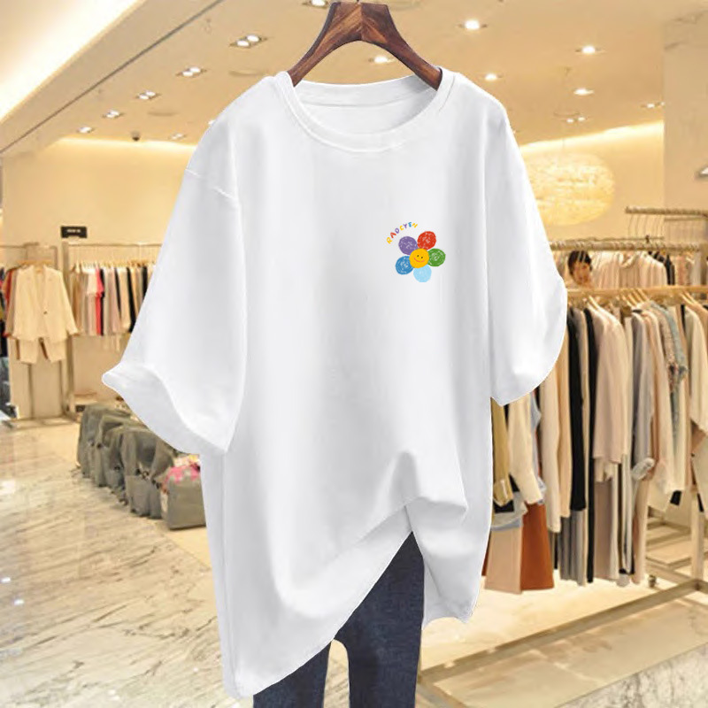 Round Neck White Short-sleeved T-shirt Women's Summer New Base Shirt Inner Loose Top