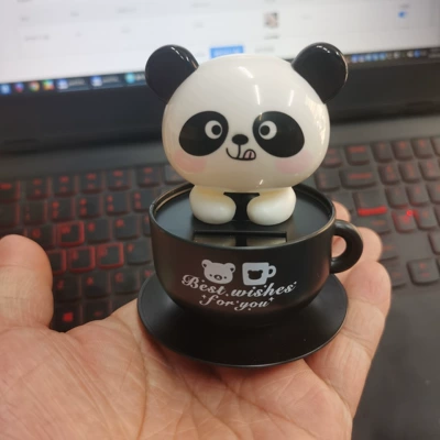 Car ornaments Cute Cartoon Car Interior - naughty-panda-in-black-cup