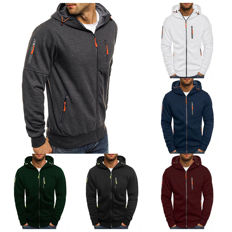 New Cross-Border Plus Size Men's Autumn and Winter Jacket Sports Fitness Casual Arm Zipper Cardigan Hooded Sweatshirt Jacket