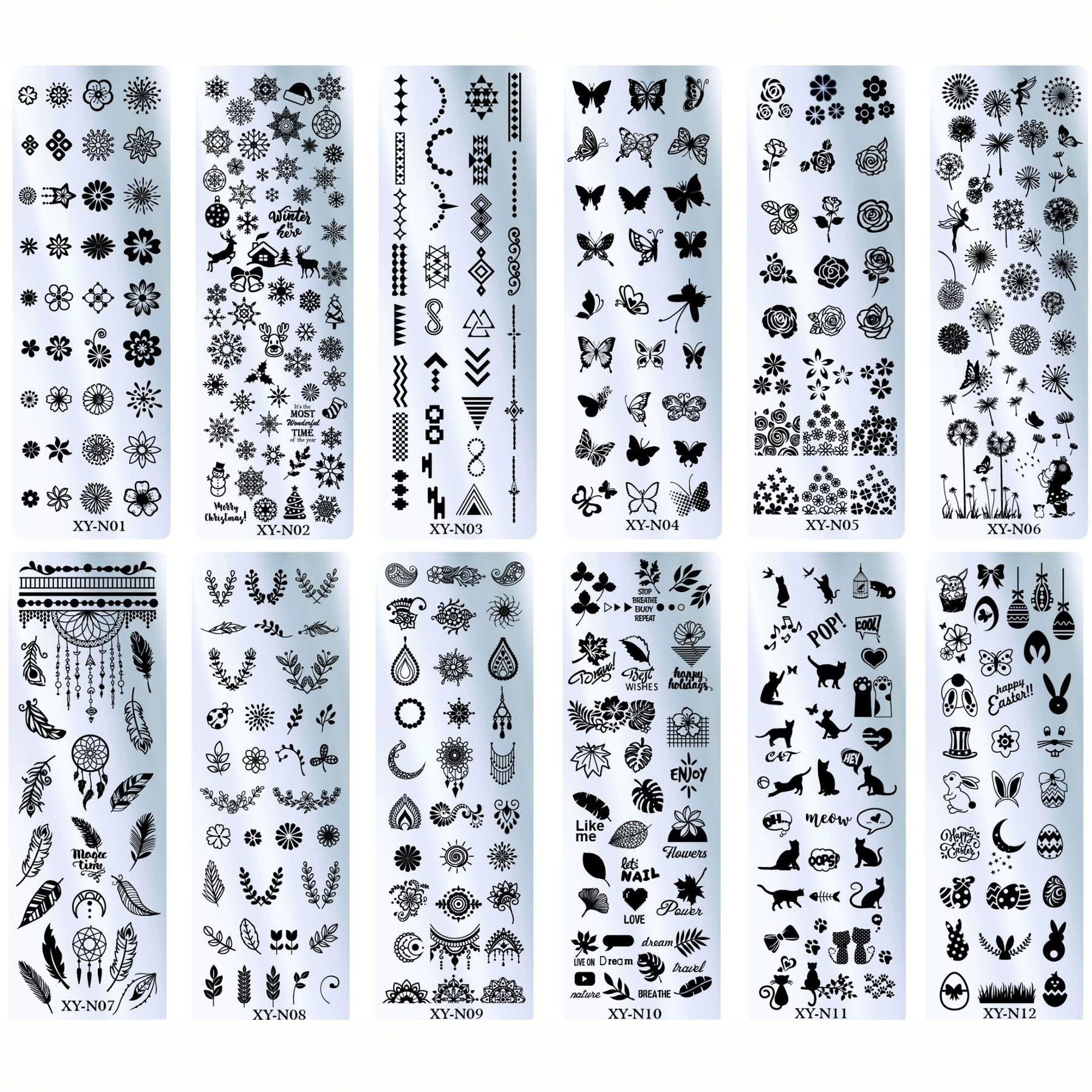 Set de Herramientas para Estampado de Uñas Set de 3 Piezas Plástico para Estampado de Uñas