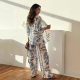 Foreign Trade European and American Women's 2025 Amazon New Casual Seven-sleeve Pants Holiday Style Two-piece Suit Cardigan