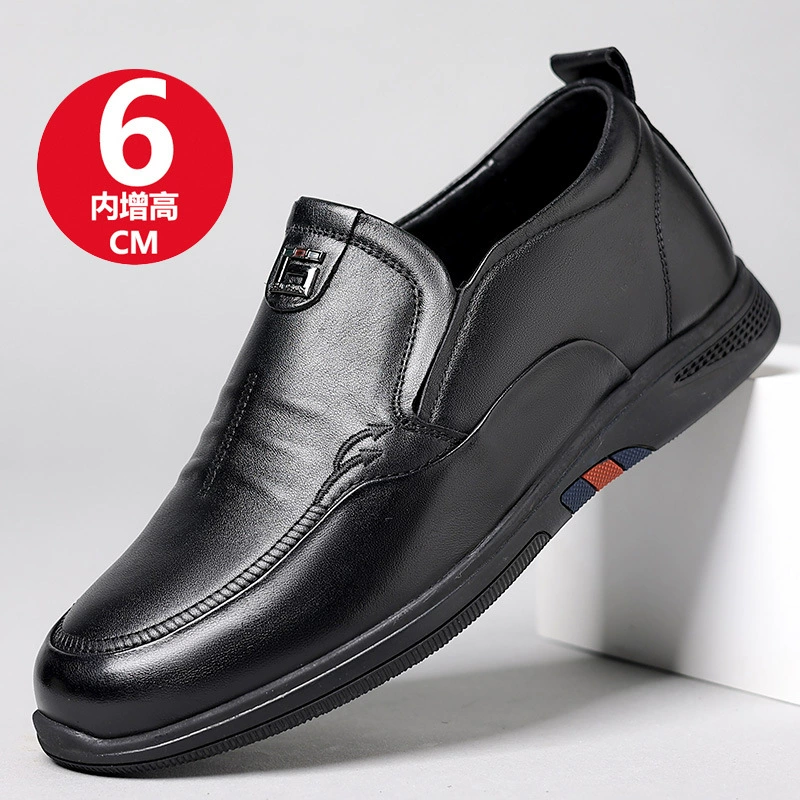 Мужские ботинки из натуральной кожи осень 2025, первая слойная коровья кожа, повседневные, для мужчин среднего и пожилого возраста, с увеличенной высотой.