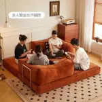 布艺沙发床简约中古风客厅出租屋两用折叠可躺小户型懒人沙发床