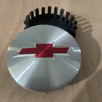 Cap 3.25, Hub cover - brushed-silver-red-label-83mm
