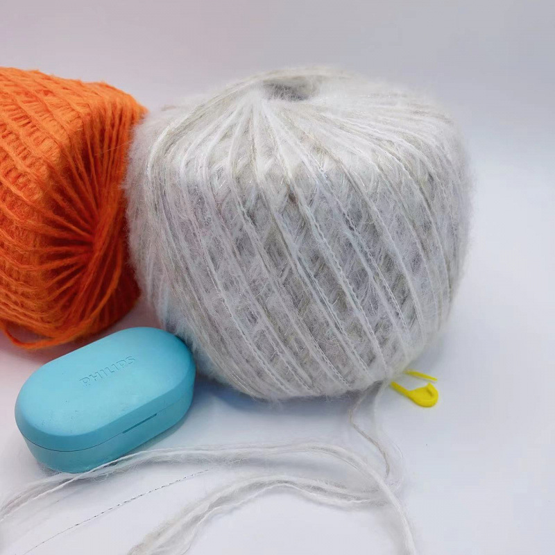 모헤어 화이트 + 하프 그레이 실버 실