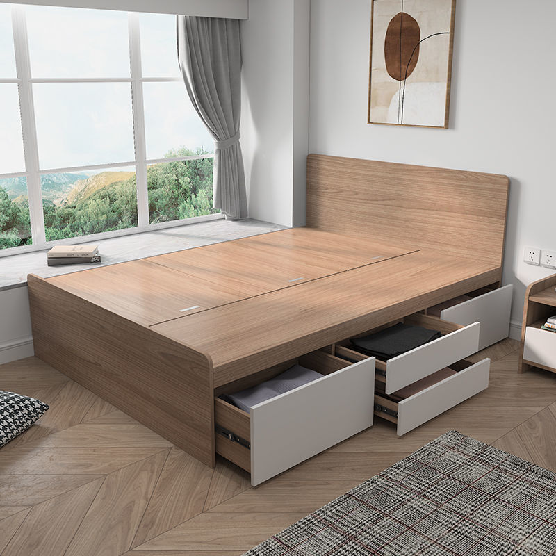 High box bed Storage bed Small apartment single bed Simplicity 1.2 bedroom Storage modern Flats Drawer bed Manufactor