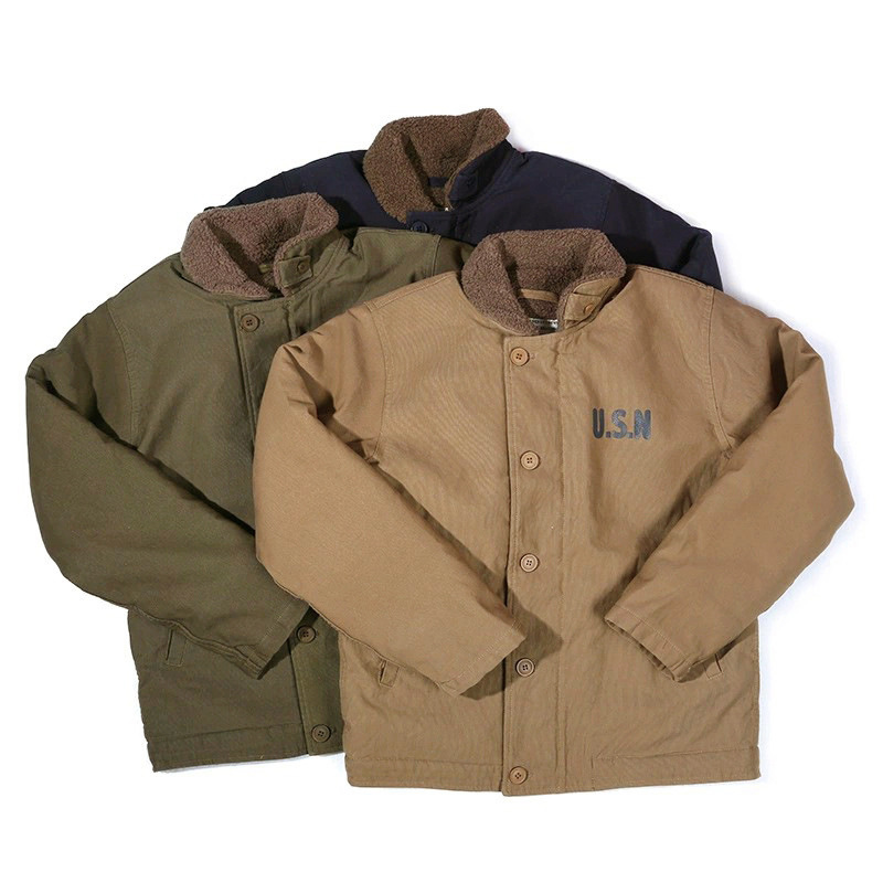 OKONKWO traje de cubierta de N-1 azul marino chaqueta de cubierta de algodón engrosada N1 chaqueta de cordero de algodón acolchado