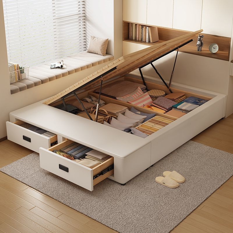Cama de madera maciza sin cabecera Cama de almacenamiento de caja Cama de almacenamiento de cajón de marco de fila de tatami de apartamento pequeño