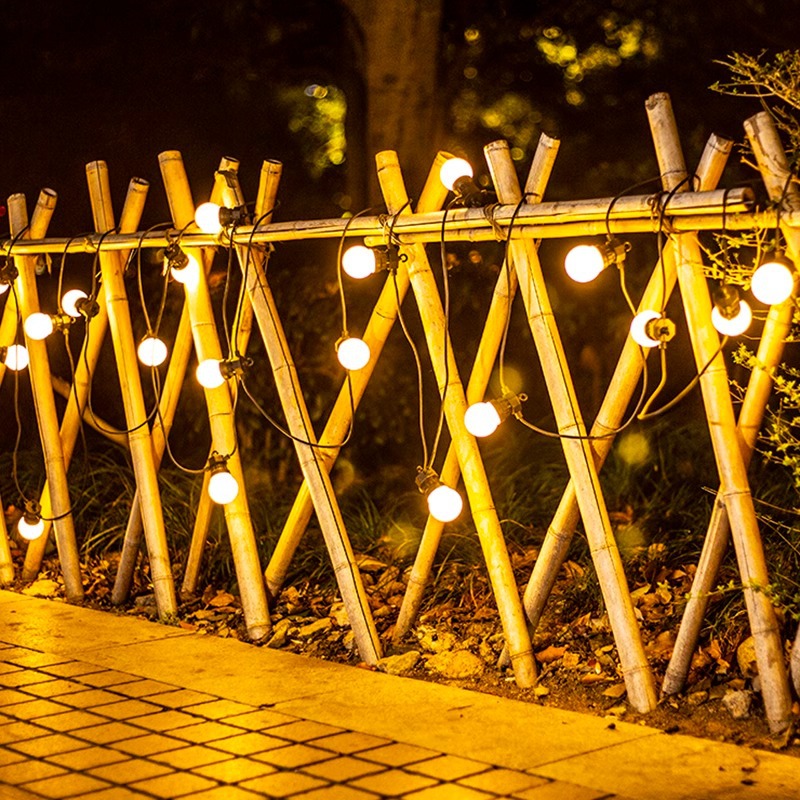 G50 de baja presión bulbosa gran cadena de luz solar al aire libre impermeable pequeña cadena de luz LED decoración patio calle camping festival