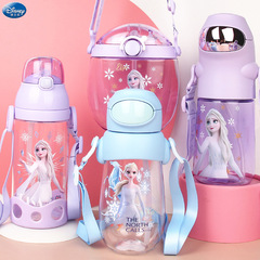 迪士尼兒童水杯冰雪艾莎公主小學生女吸管杯隨手杯幼兒園寶寶杯子