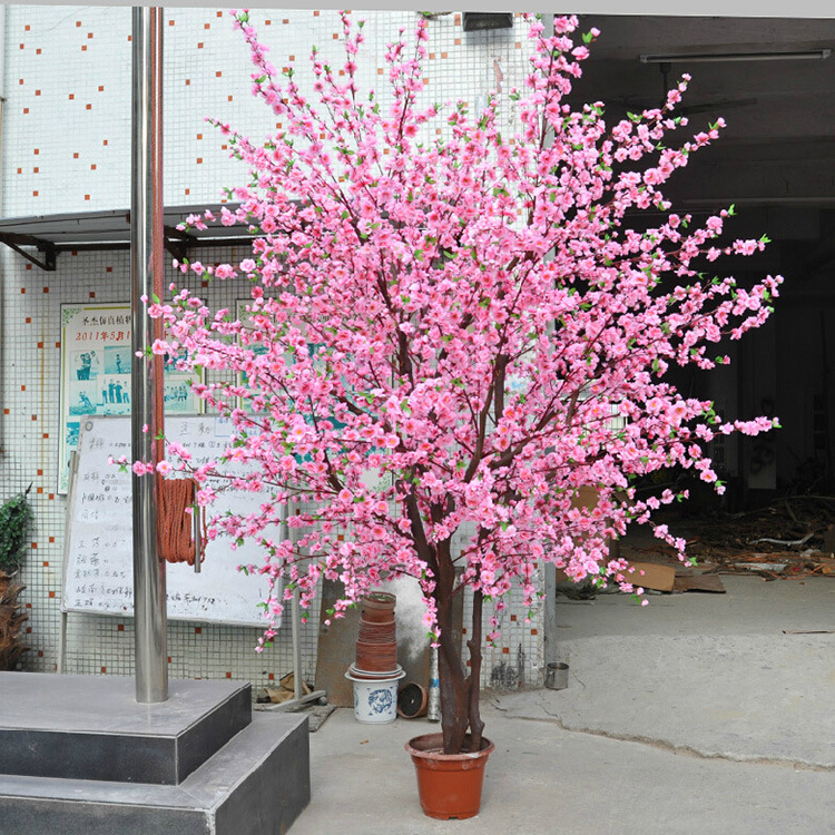 Árbol de durazno artificial melocotón flor artificial salón centro comercial boda exposición decoración piso árbol artificial fábrica ventas directas