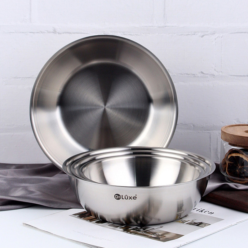 Deluxe 18/10 Stainless Steel Basin Thickeneded Living Noodle Basin Vegetable Basin Kitchen Soup Basin Noodle Bowl