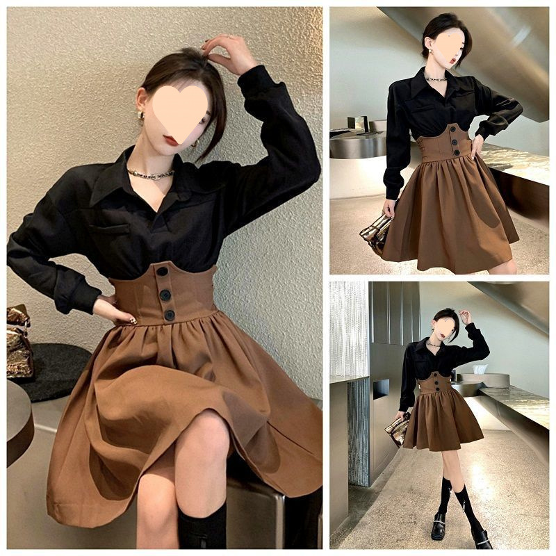 2024 Spring Fashion Hong Kong-style Pleated Skirt suit Women's Retro Chic High-end Salt Shirt Skirt Two-piece Set