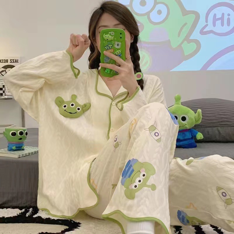 Pijamas nuevos para mujer, pantalones de manga larga para primavera y otoño, cárdigan para mujer, conjunto de ropa para el hogar para estudiantes, 2024 image 15