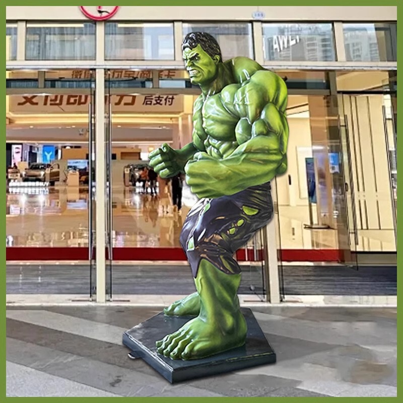 カスタマイズされたグラスファイバー彫刻ハルク映画館テーマホテル工芸品装飾品広場動物加工|undefined
