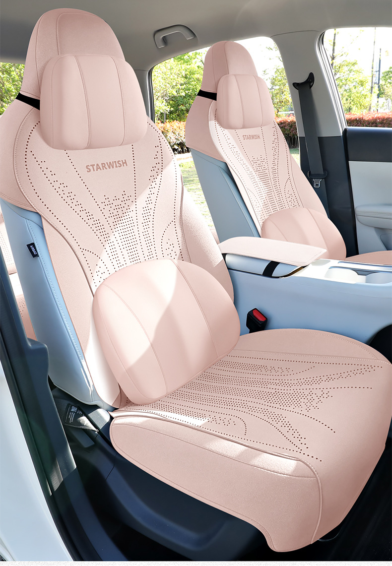2025 New Geely Xingyue Special Seat Cushion, All-Season Universal Half-Covered Suede Breathable Perforated Saddle Seat Cover