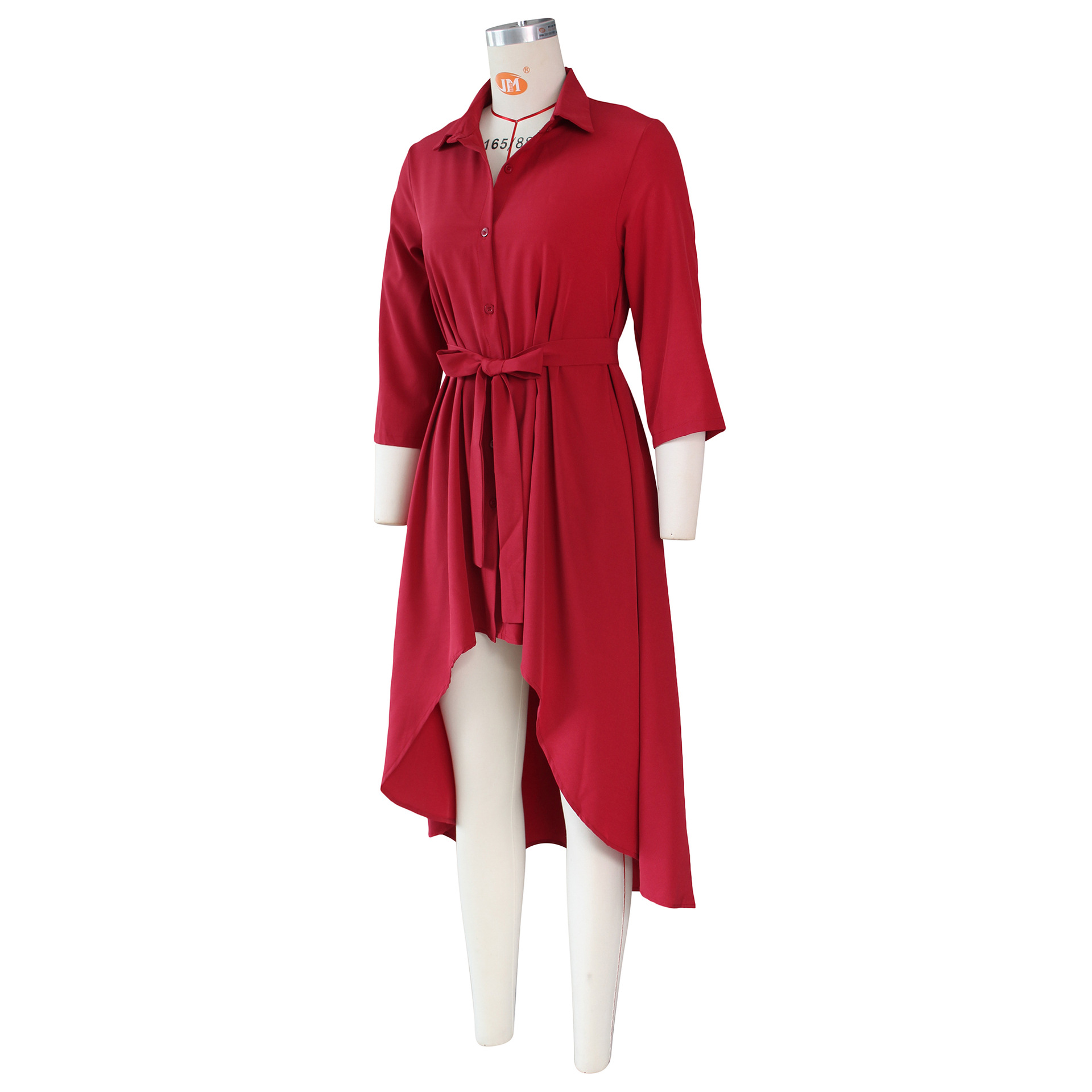 Autumn Winter Irregular Asymmetric Half Sleeve Long Shirt Dress