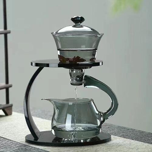 High borosilicate glass transparent black tea set for home use, magnetic suction office brewing teapot lazy tea brewing device function