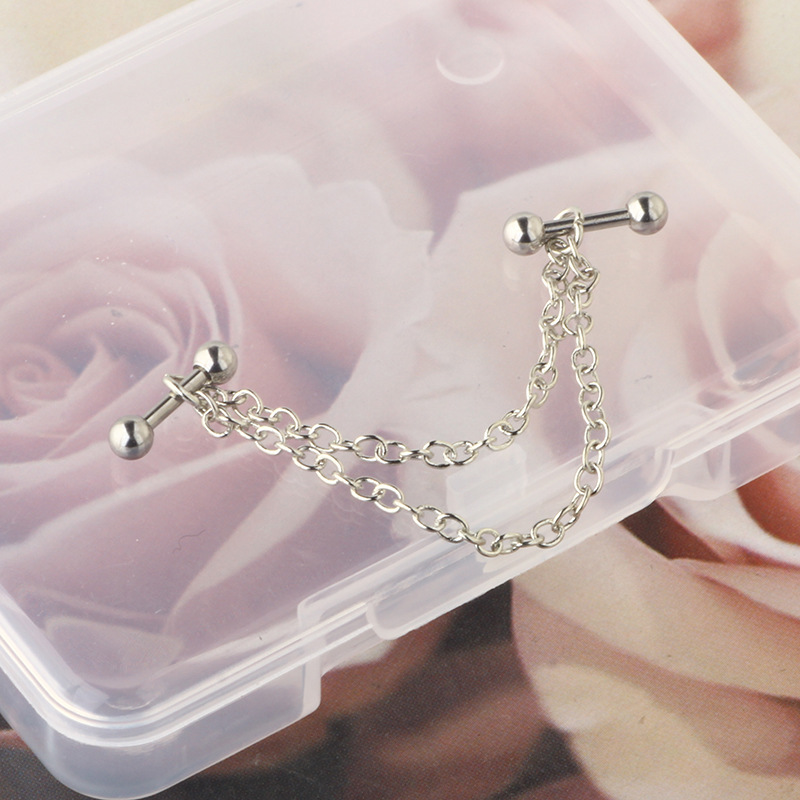 Amazon Explosion Chain Ear Bone Nail Sexy European and American Stainless Steel Puncture Ear Bone Needle Ear Accessories CARTILAGE Star Shape Rose Gold detail image 9