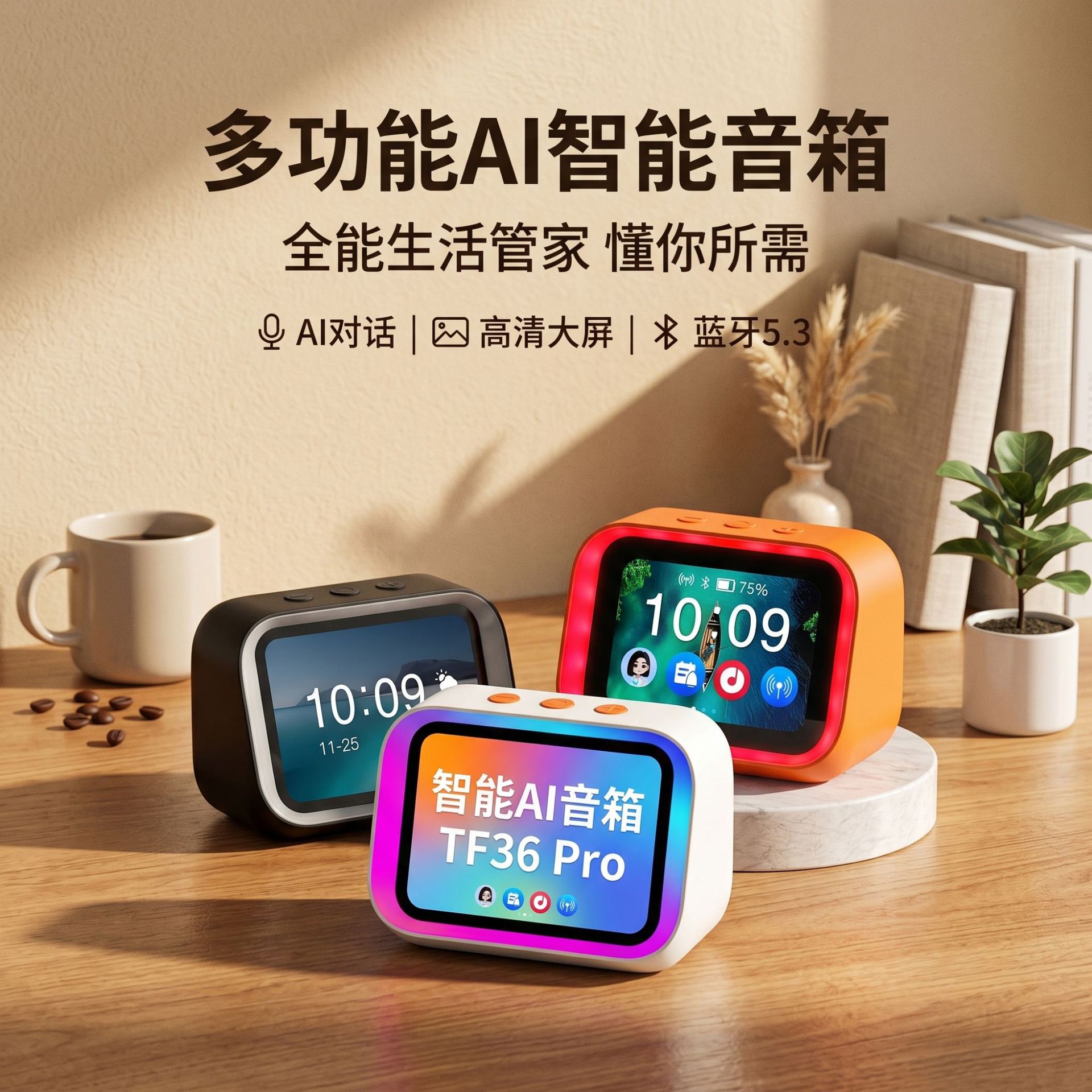 Popular Model Tf36Pro Smart Alarm Clock for Students with Ai Voice, Time Manager, and Multifunctional Bluetooth Speaker