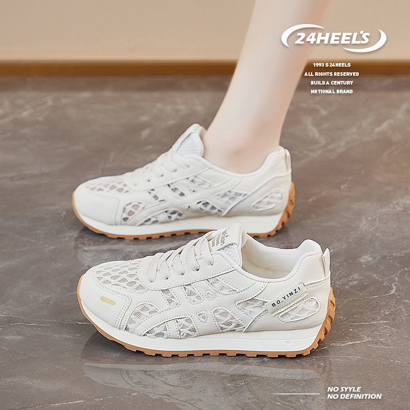 Dexun Little White Shoes Mujer Mesh Transpirable 2025 Verano Nuevo todo fósforo Super Fire Forrest Shoes Casual Single Net Running Shoes