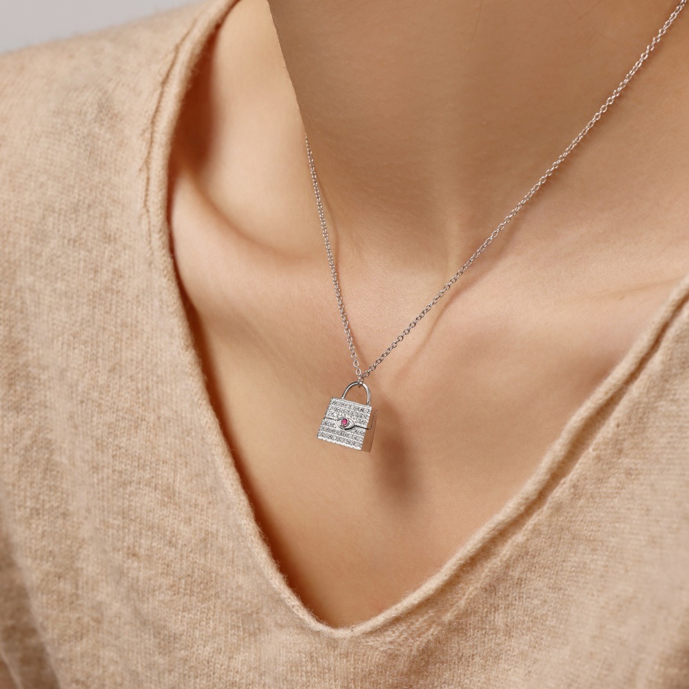 Sterling Silver Simple Style Classic Style Inlay Solid Color Zircon Pendant Necklace display picture 4