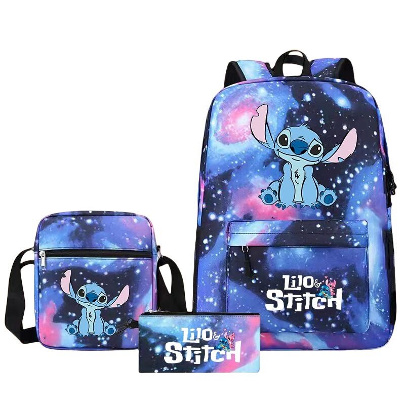 Cross-Border Cartoon Pattern Backpack, Shoulder Bag + Pencil Case, Black Student School Bag Three-Piece Set Cross-Border Cartoon Pattern Backpack, Shoulder Bag + Pencil Case, Black Student School Bag Three-Piece Set