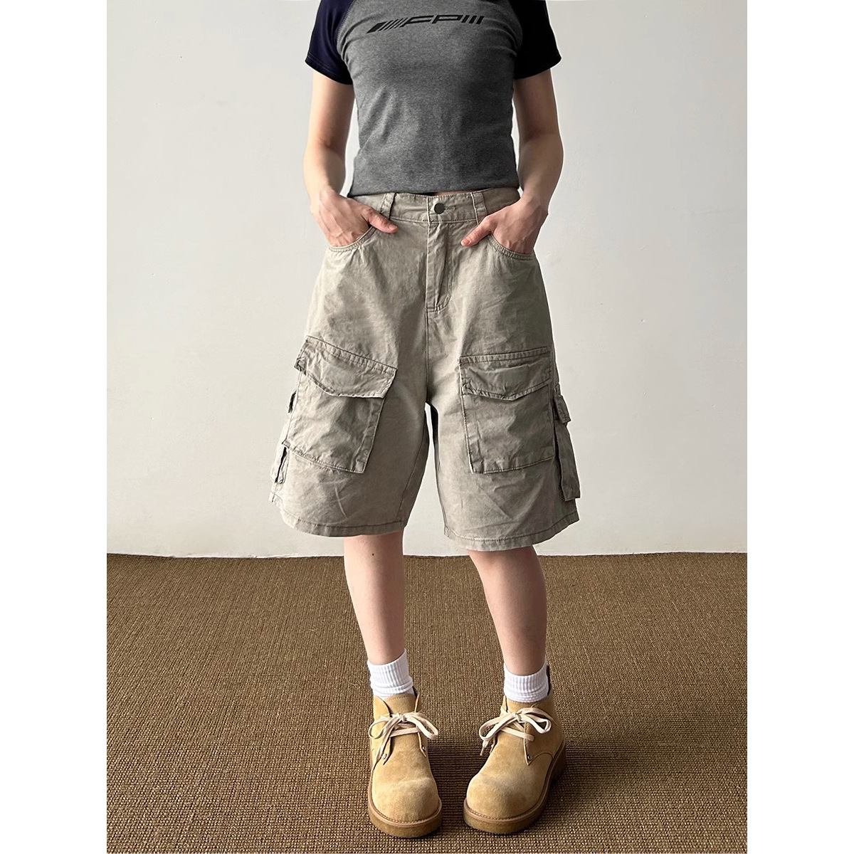 Summer Retro Tooling Jeans Women's 2025 New Loose American Washed Straight Multi-Pocket Pants Trendy