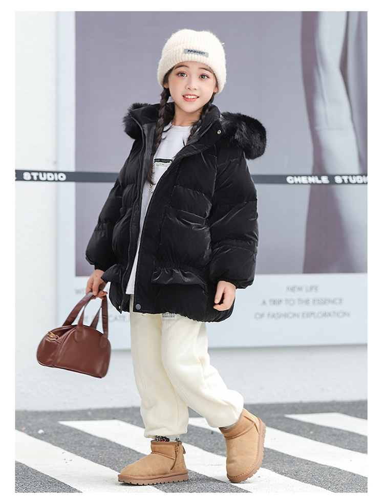 Winter children's New girls' down jacket Mid length thick collar Korean version jacket【_voghion.com