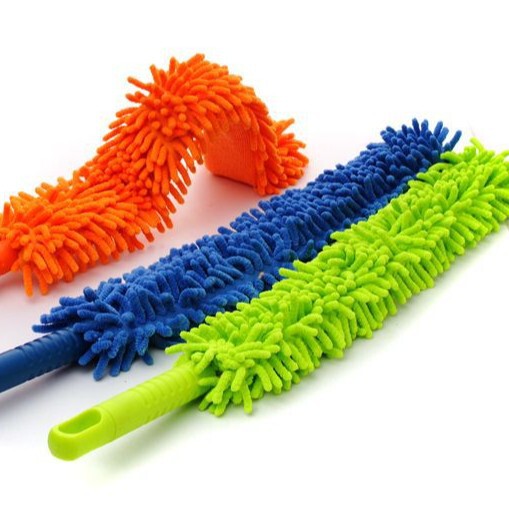 Single-sided flat brush chenille sponge dust duster portable fine fiber dust duster foldable flexible dust duster