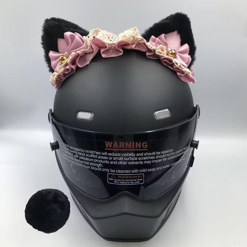 Helmet Detachable – Motuoche Auto Parts and Accessories - black-ears-pink-silk-lolita-headband-tail